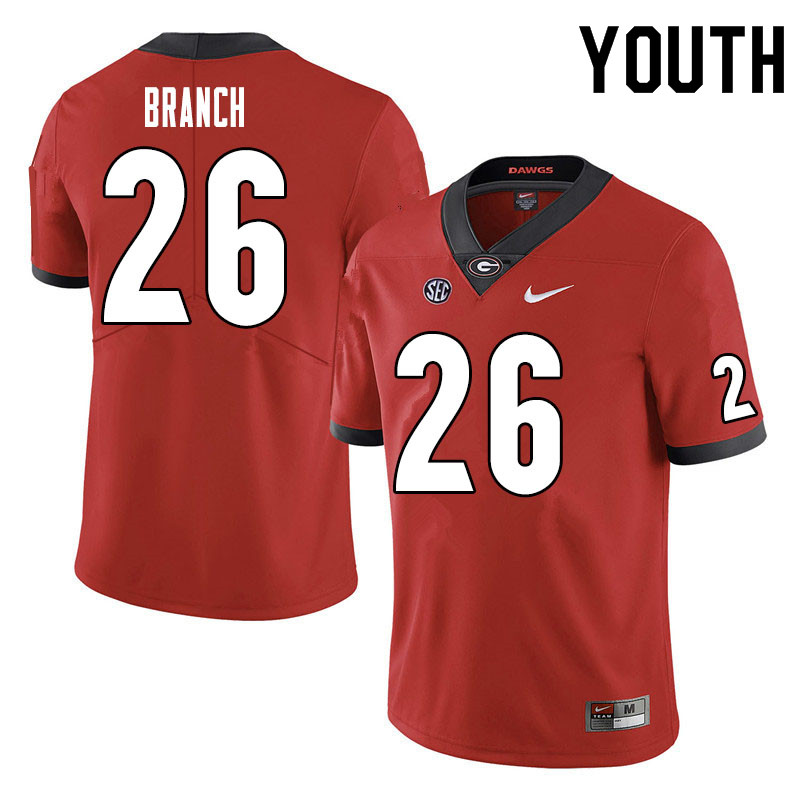 Youth #26 Daran Branch Georgia Bulldogs College Football Jerseys Sale-Red - Click Image to Close